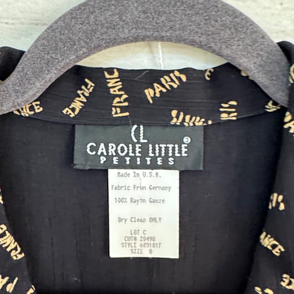 Vintage Carole Little Black and Gold Textured Jacket 8 petite - Picture 2 of 7